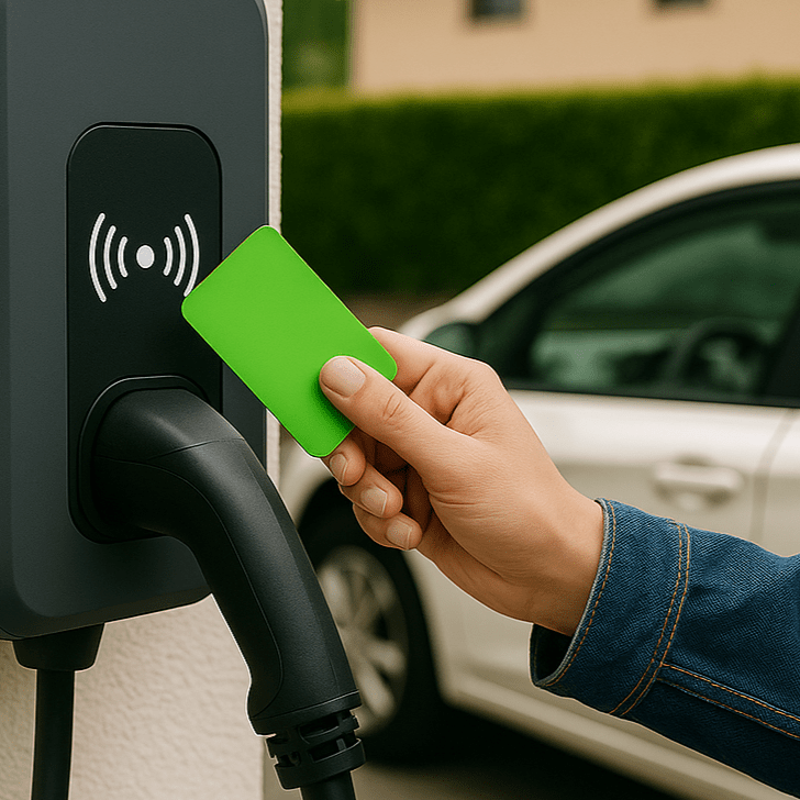 latausoperaattori-3 - Ev Lataa Kuvassa näytetään latausoperaattorin rf-id-korttia latausasemalle